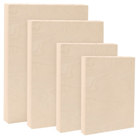 Jerry's Artarama; Da Vinci Pro Birch Wood Panel 7/8" Deep – Bundle of 4 Medium Rectangular Panels - Fine Textured, Warp Resistant, Lightweight & Rigid –For Mounting Sanded Pastel or Watercolor Paper, Linen or Canvas; Category:Wood & Hardboard Panels; Image:1